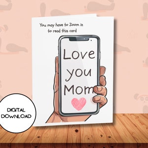 Tarjeta digital divertida del Día de la Madre l Sobre imprimible incluido l Feliz mamá Gracias Te amo Postal de felicitación l Lindo Zoom en mensaje divertido para mamá