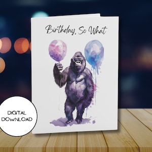 Carte d'anniversaire imprimable drôle de gorille l Jeu de mots numérique l Enveloppe incluse l Jeu de mots Carte unique PDF l JPG l 5 x 7 l 4 x 6 l Téléchargement illimité