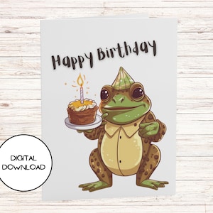 Geburtstagskarte Lustiger Frosch Druck l Digital Fun Postkarte Hohe Qualität 300 DPI l PDF Umschlag inklusive l JPG Download sofort l 5x7 l 4x6