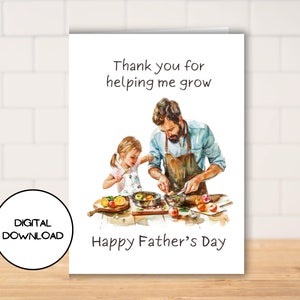 Gracias por ayudarme a crecer l Tarjeta digital feliz del Día del Padre l Sobre imprimible incluido l Love Dad Cooking Design Postal Descargar