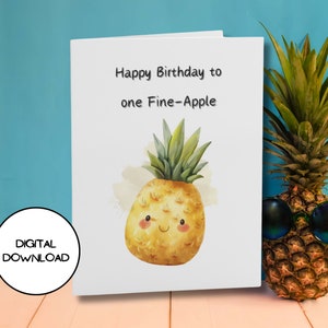 Tarjeta de cumpleaños linda imprimible l Tarjeta de felicitación divertida de Apple fina l Sobre incluido l Descarga ilimitada l PDF l JPG l 5x7 l 4x6 l Archivo digital