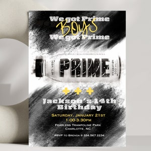 Prime Bottle Birthday Party Invitation Meta Moon, Prime Drink Teenage Boy, Energy Drink Bottle