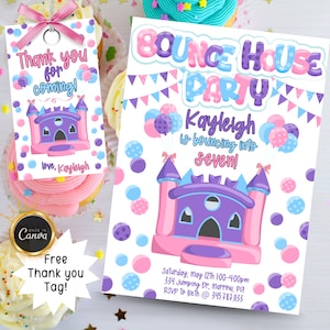 Bounce House Party Birthday Invitation Bounce House Theme Bouncy Balls Jumping Party