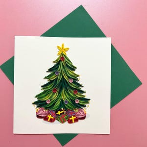 Carte de sapin de Noël faite main - voeux de Noël uniques - festif et respectueux de l'environnement - intérieur vierge pour des messages personnalisés