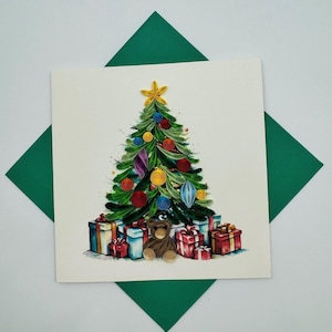 Carte de sapin de Noël faite main - voeux de Noël uniques - festif et respectueux de l'environnement - intérieur vierge pour des messages personnalisés