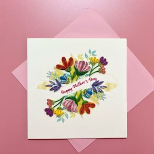 Carte personnalisée faite main pour la fête des mères - Cadeau unique pour maman, carte de voeux pour la fête des mères, carte personnalisable faite main