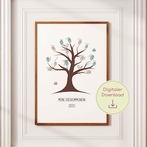 Communion Guest Book Fingerprint Tree, Communion Guest Book, Digital Download, Communion Gift, Communion Guest Book Poster A4 + A3