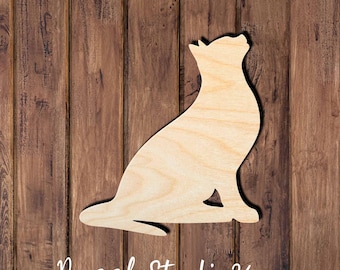 Sitting Cat Wood Cutout- Laser Cut Birch Plywood Shape-DIY Paintable Wood Blank for Crafts & Door Hangers- unfinished wood 008