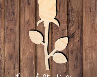Rose Flower Wood Cutout| Wooden Rose Silhouette| Floral Craft Shape| DIY  Decor| Wreath decor| Nursery Decor, Laser Cut Wood Blank.001DS