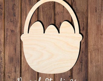 Farmhouse Easter Basket Wood Cutout | Basket with Eggs | Unfinished Wood Craft| DIY crafts for Holiday| Kids Easter project.001
