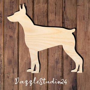 Doberman 02DS- Laser Cut Wood Shapes for DIY Crafts, Pet Decor, Signs, Memorials- Ready to Paint or Stain. Custom Breed Shapes Available.