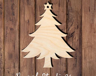 Christmas Tree 002DS Wood cut out |Personalized | Laser cut | Home Decor | Gift |Crafts |DIY |Unfinished Wood |Many Sizes Available.