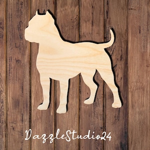 Pitbull 02DS- Laser Cut Wood Shapes for DIY Crafts, Pet Decor, Signs, Memorials- Ready to Paint or Stain. Custom Dogs Available