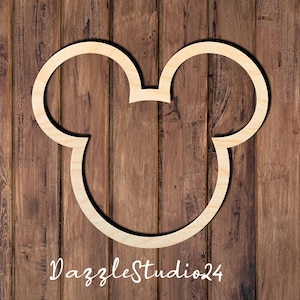 Mouse Head Outline Wood Cutout-Unfinished Paintable Shape for DIY Crafts-Kids Parties-Tiered Tray Decor-Nursery Signs-Birthday Themes.