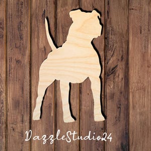 Pitbull 01DS- Laser Cut Wood Shapes for DIY Crafts, Pet Decor, Signs, Memorials- Ready to Paint or Stain. Custom Dogs Available