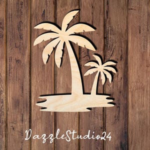 Palm Tree 001DS Cutout-Wood Palm Tree-Tropical Craft-Beach decor-Summer Party Supplies-DIY Island decor Crafts. many Sizes Available.