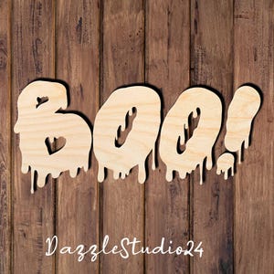 BOO! Halloween Wood Cutout–Dripping Letter Word Shape for DIY Signs-Tiered Tray Decor- Spooky Crafts-wreaths-wall art-party props.