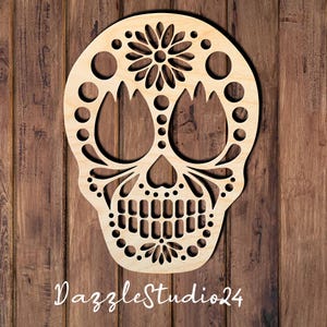 Boho Sugar Skull Cutout – Rustic Mexican Skull Wall Decor-.002
