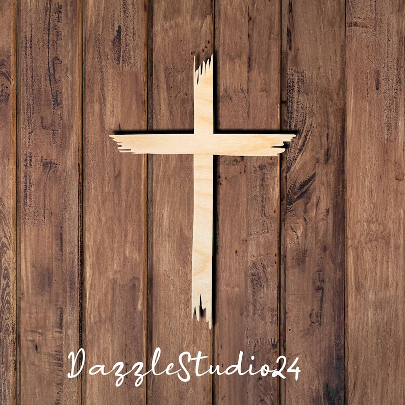 Splintered Cross Design Rustic Wooden Cross | Distressed Edge Wall Cross | Christian Home Decor ...
