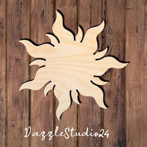 Sun 004DS Sun Cutouts for Crafts–Wooden Sun Shapes for DIY Projects, Boho Wall Art, Nursery Decor-Laser Cut Sun Decor, Summer Party Supplies