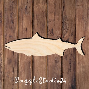 Unfinished Wooden Mackerel Cutout – DIY Fish Craft Shape for Coastal, Lake, and Nautical Wall Decor.
