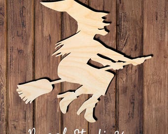 Spooky Flying Witch-Yard Decor-Wood cutouts for Fall Decorating-Witch Silhouette for DIY Crafts-Party Props.01
