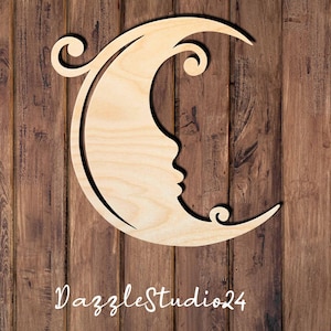 Moon 001DS-Moon Cutouts for Crafts – Wooden Crescent Moon Shapes for Nursery Decor-Boho Wall Art-DIY Projects-Moon Phase Decorations.