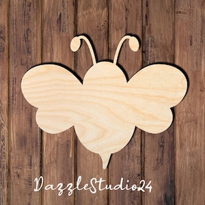 Bee 03DS -Laser Cut Unfinished Wood Shapes perfect for DIY Crafts, Decor, Garden Themed Art -Ready to Paint or Stain -Many Sizes Available.