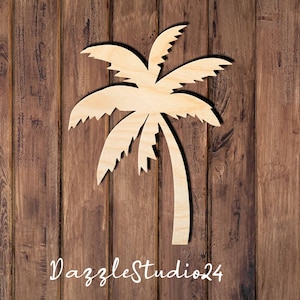 Palm Tree 005DS Wood Palm Tree Cutout- Palm Tree Shape-Unfinished Tropical Craft-Beach Theme Decor-DIY Summer Party Supplies.
