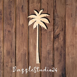 Palm Tree 002DS-Wood Palm Tree Cutout-Palm Tree Shape-Unfinished Tropical Craft-Beach Theme Decor-DIY Summer Party Supplies.