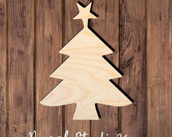 Christmas Tree 005DS Wood cut out |Personalized | Laser cut | Home Decor | Gift |Crafts |DIY |Unfinished Wood |Many Sizes Available.