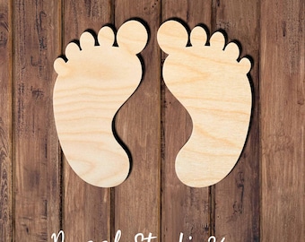 Wooden Baby Feet Cutouts: DIY Nursery Decor, Baby Shower Art