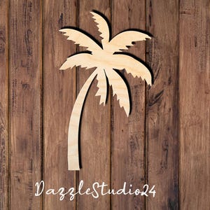 Palm Tree 006DS – Tropical Wall Decor, Coastal Beach Theme, Wooden Palm Sign, Summer Room Accent, Boho Island Vibe Decor