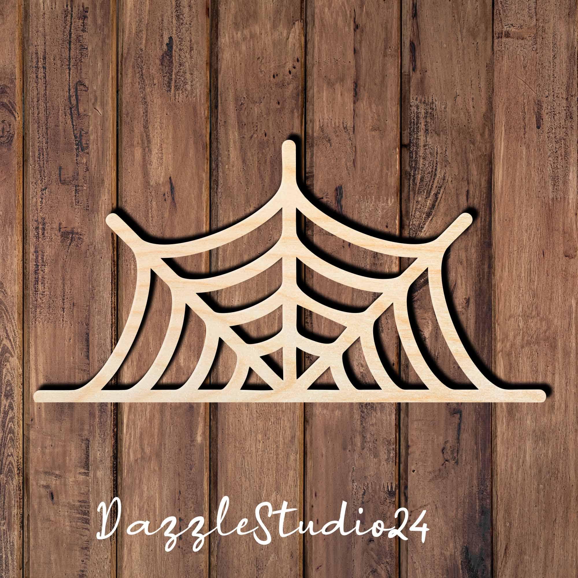 Half Spider Web Pattern Wooden Spider Half Web Cutout | Unfinished Halloween Craft Blank - Etsy
