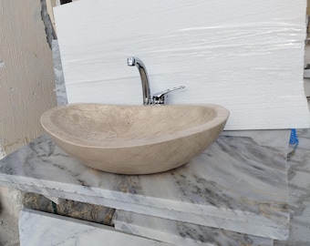 Beige marmor handfat Badrumshandfat: Emparador stenkommod
