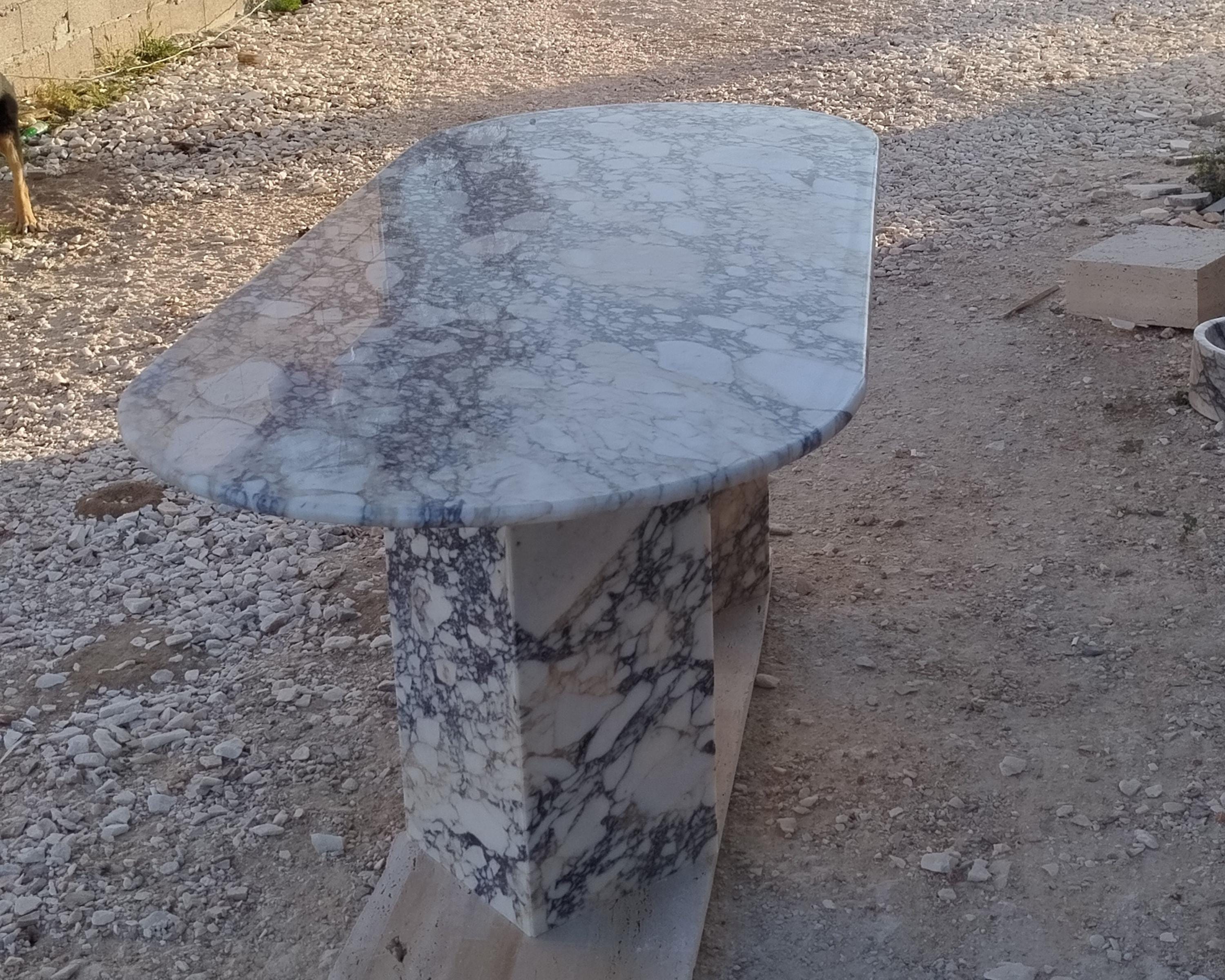 Handmade Calacatta Viola Marble Table: Natural Stone Dining Table or ...