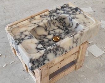 Calacatta Viola marble vessel sink  Bathroom Sink, Wall Mounted Luxury Washbasin