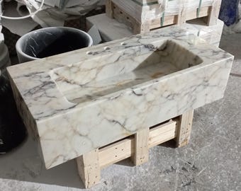 Carrara marmor handfat Badrumshandfat Polerad sten Kommod