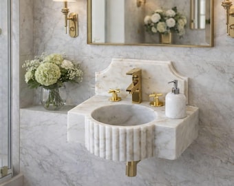 Marble Sink – Calacatta Gold, Polished Natural Stone Basin