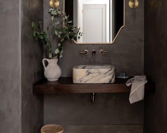 Calacatta Viola Marble Bathroom Sink, Wall-Mounted Stone Vanity