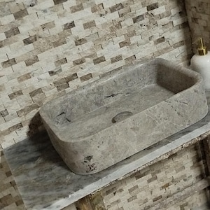 Handcrafted Carrara Marble sink Bathroom Sink: Polished Stone Vanity