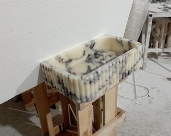 Calacatta Viola Marble Bathroom Sink, Wall Mounted Vanity