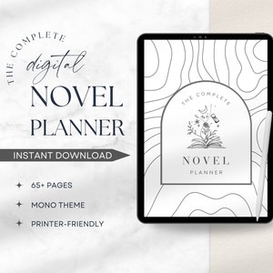 Komplett digital romanplanerare | författarorganisatör | 65+ sidor för att planera, skriva och publicera din bok | NaNoWriMo | bokredigering