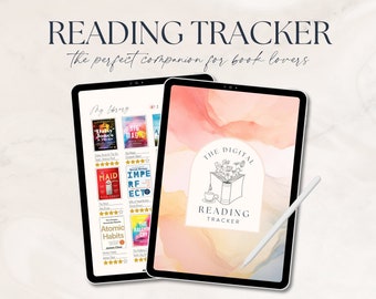 Diario de seguimiento de lectura digital / Paquete de diario de lectura / Rastreador de estantería / Diario de libros / Planificador de lectura / Rastreador de GoodNotes / Registro de libros