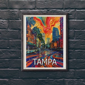 Downtown Tampa Ybor City Wall Art - Matowe pionowe plakaty - Plakat podróżniczy