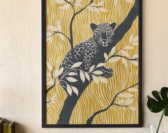 Leopard Wall Art | Jungle Tree Print | Safari Animal Decor Poster