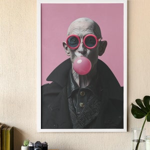 Nosferatu Wall Art | Horror Bumble Gum Art | Gothic Portrait Print | Vampire Decor Poster | Halloween Decor