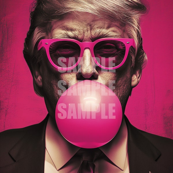 President Donald Trump PNG Digital Download - Pink Sun Glasses Trump Bubble Gum Download