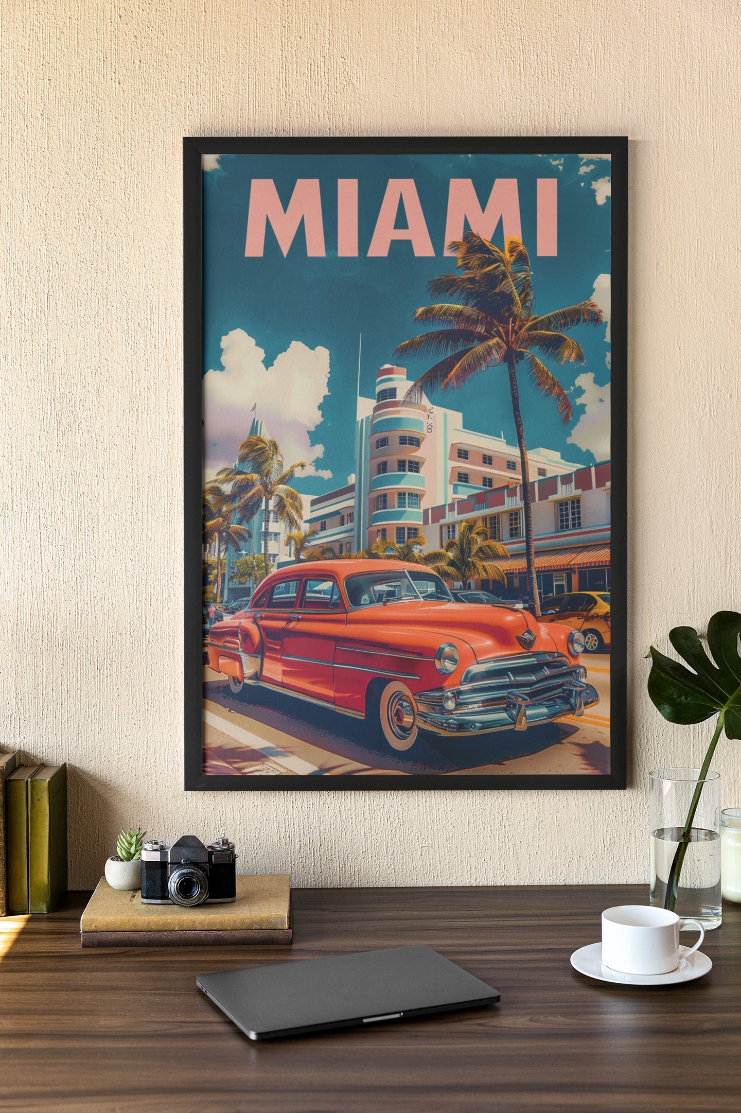 Miami South Beach Vintage Poster Jigsaw Puzzle - 500 Piece Premium Puzzle For Adults, Made In USA