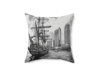 Gasparilla Pirate Ship Tampa Spun Polyester Square Pillow